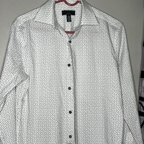 Alfani, white and gray printed long sleeve button down shirt new with tags - Picture 3 of 12